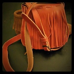 Red leather Minnetonka bag